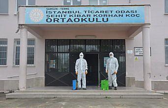 Terme'de eğitime başlanan okullarda hijyen ve dezenfekte çalışması yapıldı