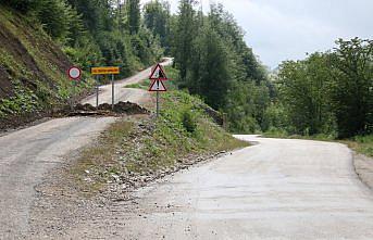 Bolu'da heyelan riski nedeniyle köy yolu ulaşıma kapatıldı