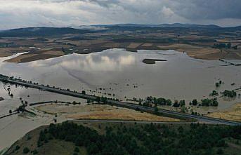 Kastamonu'da su altında kalan tarım arazileri havadan görüntülendi
