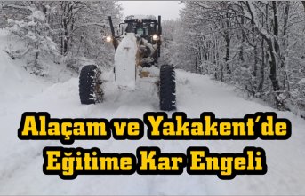 Samsun'da iki ilçede eğitime kar engeli