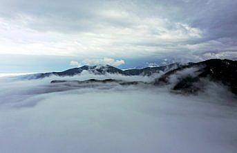 Sisle kaplanan Küre Dağları havadan görüntülendi