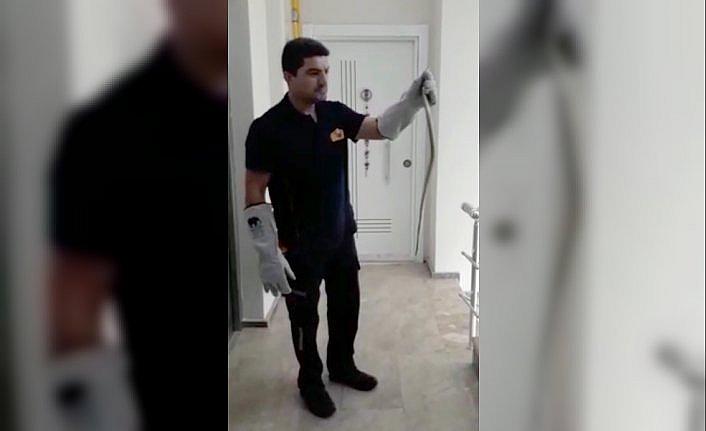 Karabük'te evin dolabında yakalanan yılan doğaya bırakıldı