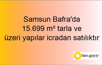 Samsun Bafra'da 15.699 m² tarla ve üzeri yapılar icradan satılıktır