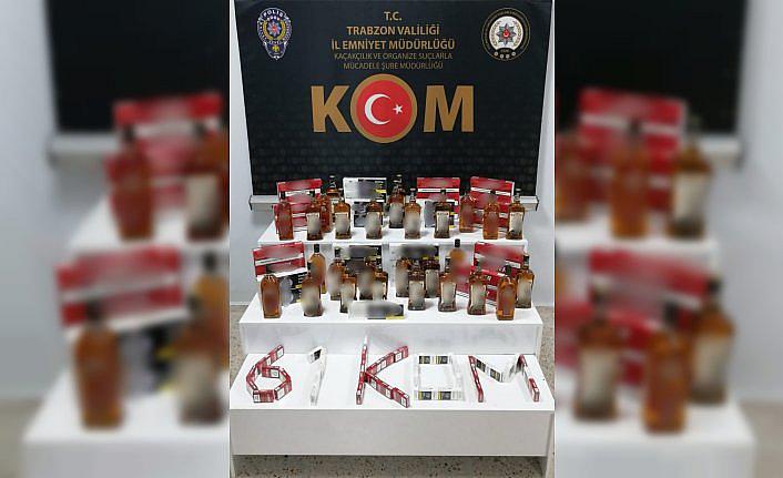Trabzon'da gümrük kaçağı alkol ve sigara ele geçirildi