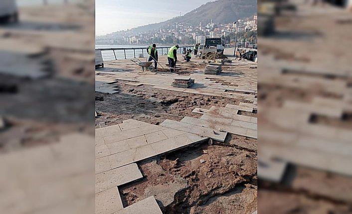 Ordu'da dev dalgaların verdiği hasarlar gideriliyor