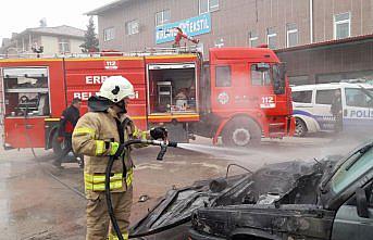 Tokat'ta seyir halindeki otomobil yandı