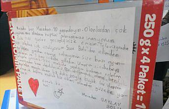 Bolu'da yardım kolilerinden çıkan duygusal notlar depremzedelere moral oluyor