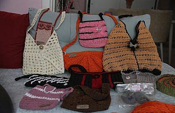 Tokatlı kadın girişimci rafya ipinden çanta örüyor