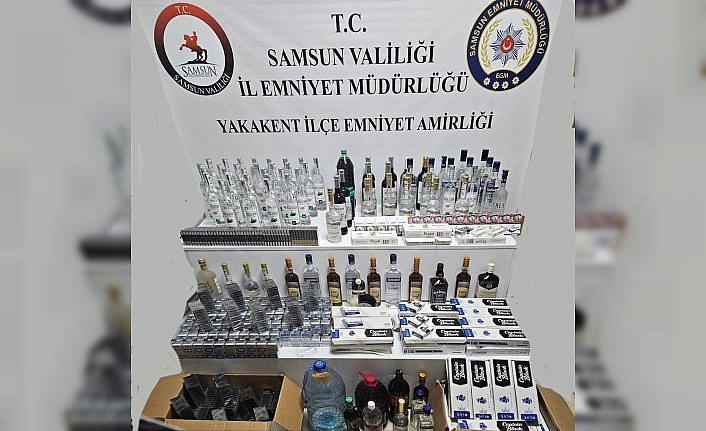Yakakent'te kaçak alkol ve sigara operasyonunda 4 şüpheli yakalandı