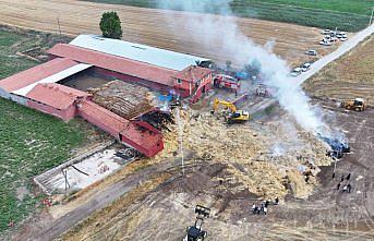 Çorum'da çıkan yangında depo ve 3 bin saman balyası yandı