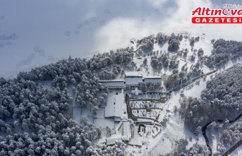 Abant'ta kar manzarası dronla görüntülendi