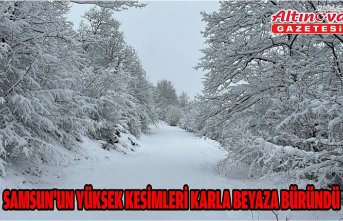 Samsun'un yüksek kesimleri karla beyaza büründü