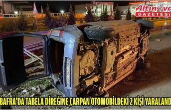 Bafra'da tabela direğine çarpan otomobildeki 2 kişi yaralandı