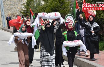 Gümüşhane'de üniversite öğrencileri İsrail'i protesto etti