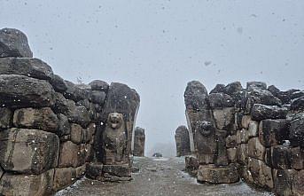 Hattuşa Antik Kenti'nde kar yağışı etkili oldu