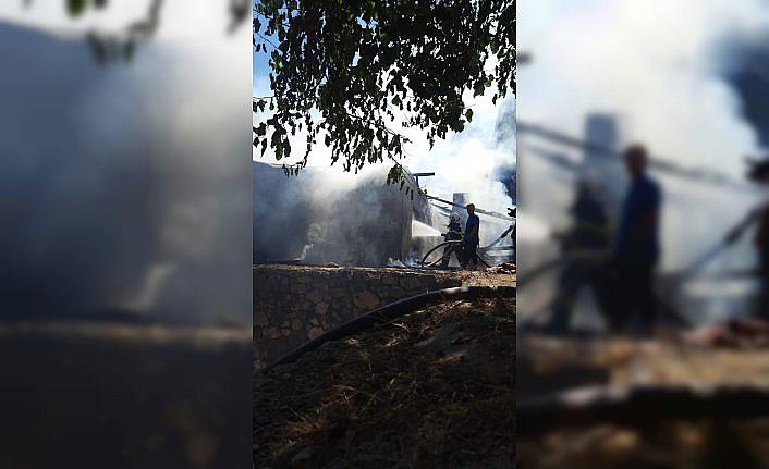 Tokat'ta çıkan yangında samanlık ve ahır zarar gördü