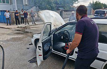 Çorum'da yanan araçta hasar oluştu