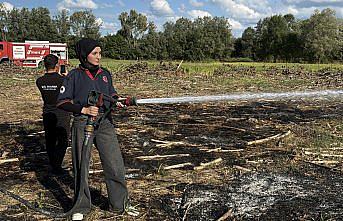 Samsun'da tarlada çıkan yangın ormanlık alana sıçramadan söndürüldü