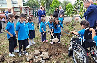 Samsun'da minik öğrenciler ilk derste tohum ve fidan dikti