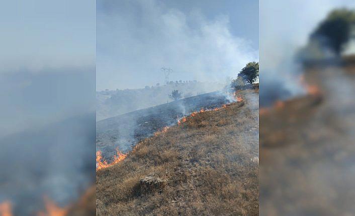 Tokat'ta makilik alanda çıkan yangına müdahale ediliyor