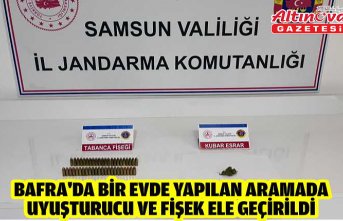 Bafra'da bir evde yapılan aramada uyuşturucu ve fişek ele geçirildi