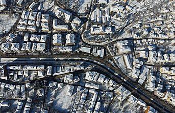 Kastamonu'da kar yağışının ardından oluşan manzara dronla görüntülendi