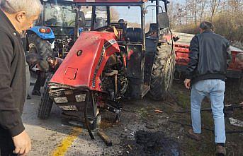 Samsun'da devrilen traktörün sürücüsü yaralandı