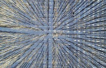 Mardin'de karla kaplanan Savur Çayı havzası dronla görüntülendi