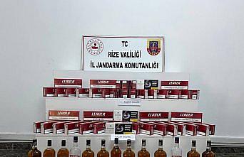 Rize'de kaçakçılık operasyonunda bandrolsüz sigara ve alkol ele geçirildi