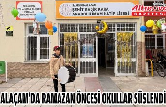Alaçam'da ramazan öncesi okullar süslendi