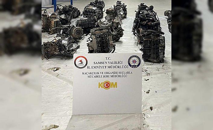 Samsun'da 13 gümrük kaçağı otomobil motoru ele geçirildi