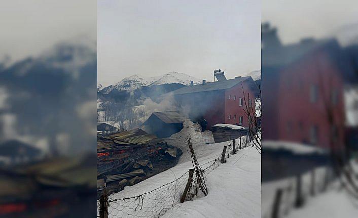 Artvin'de çıkan yangında ev ile ahır ve ambar yandı