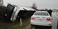 Sinop'ta Yolcu Otobüsü Devrildi