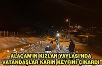 Alaçam'ın Kızlan Yaylası'nda vatandaşlar karın keyfini çıkardı