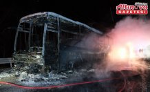 Kastamonu'da seyir halindeki yolcu otobüsü yandı