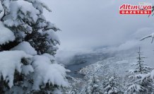 Çorum'da Obruk Barajı Gölü'nün çevresi karla kaplandı