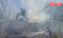 Tokat'ta otları yakmak isteyen kişinin başlattığı yangın odunluğa sıçradı