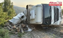 Karabük'te devrilen kamyonun sürücüsü yaralandı