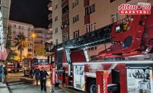 Bafra'da 7 katlı binanın çatı katında çıkan yangın söndürüldü