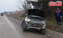 Boyabat'ta drenaj kanalına devrilen pikabın sürücüsü yaralandı