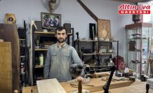 Trabzon'da harita mühendisi ahşabı sanat eserlerine dönüştürüyor