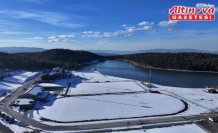 Beyaz örtüyle kaplı Topuk Yaylası havadan görüntülendi