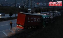 Samsun'da yoldan çıkan tırın sürücüsü yaralandı