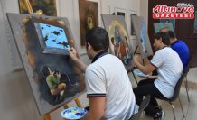 Trabzon'da lise öğrencileri “Savaşın Çocukları“ adlı sergi için resim yapıyor