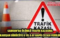 Samsun'da ölümlü trafik kazasına karışan sürücüye 8 yıl 8 ay hapis cezası verildi