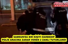 Samsun'da bir kişiyi darbedip polis aracına zarar veren 2 zanlı tutuklandı