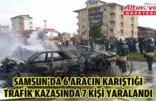 Samsun'da 6 aracın karıştığı trafik kazasında 7 kişi yaralandı