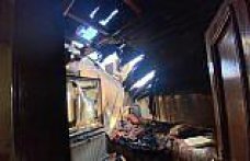 Alaçam'da yangın çıkan evde hasar oluştu