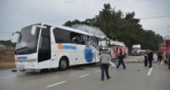 Seyir Halindeki Yolcu Otobüsü Yandı