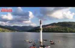 Bafra'da Batık Minare çevresi su sporları tutkunlarını ağırlıyor